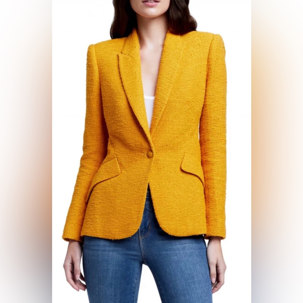 NWT Lagence Chamberlain Tweed Boucle Blazer in Dark Yellow